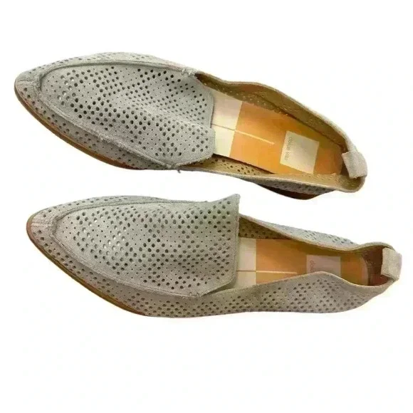 Dolce Vita Kleo Perforated Suede Taupe Loafers size 8 EUC - Picture 4 of 10